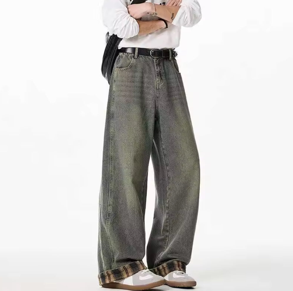 Plaid Cuffed Desert Jeans