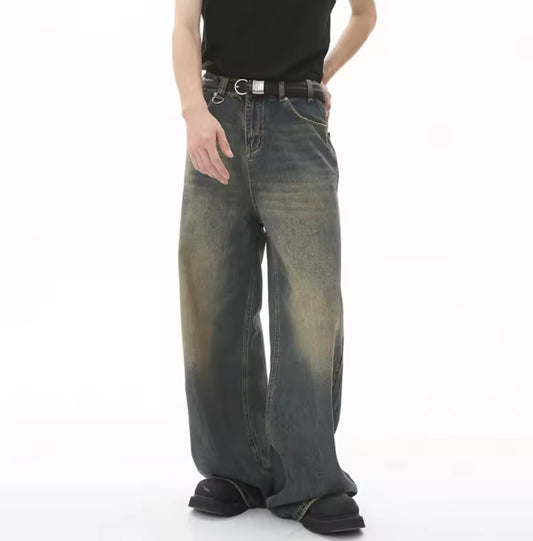 Navy Blue Desert Wash Baggy Jeans
