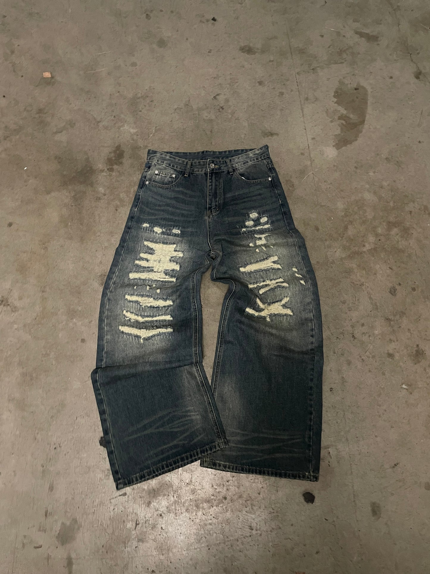 Blue Washed Ripped Jeans