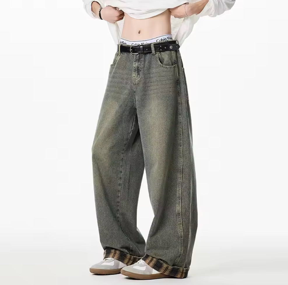 Plaid Cuffed Desert Jeans