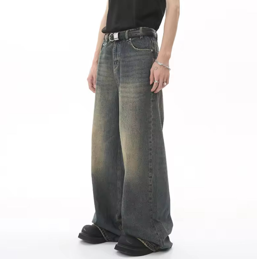 Navy Blue Desert Wash Baggy Jeans