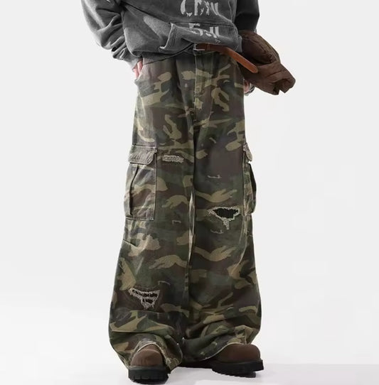 Distressed Camo Denim