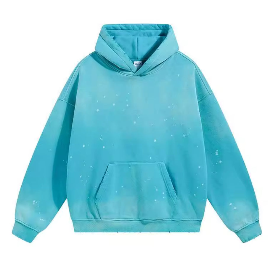 Blue Paint Splattered Hoodie