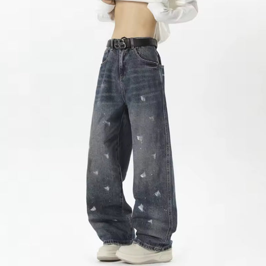 Blue paint Drizzled Jeans