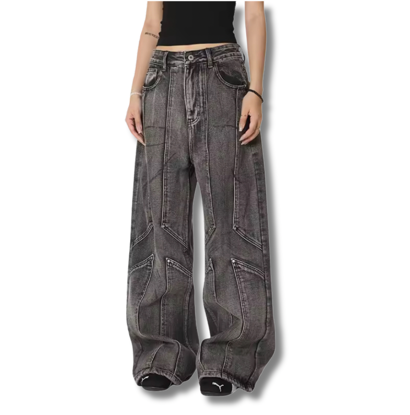 Gray Washed Double Knee Denim – Mess Threads