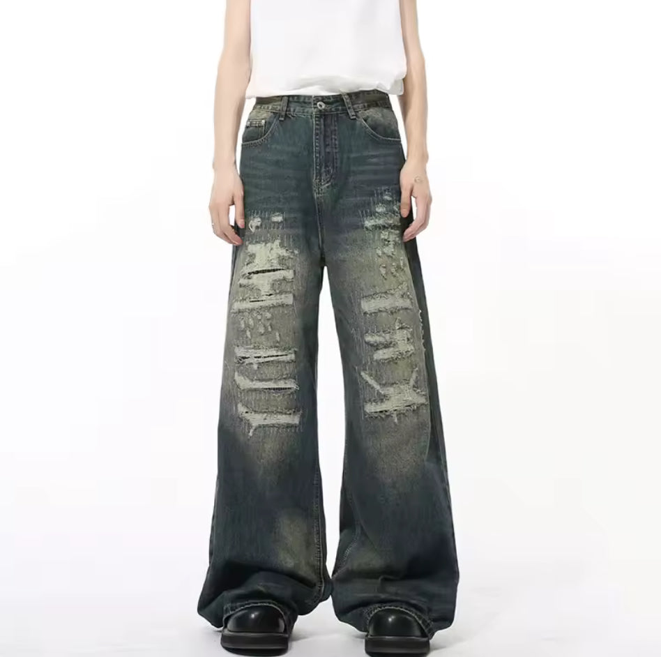 Blue Washed Ripped Jeans