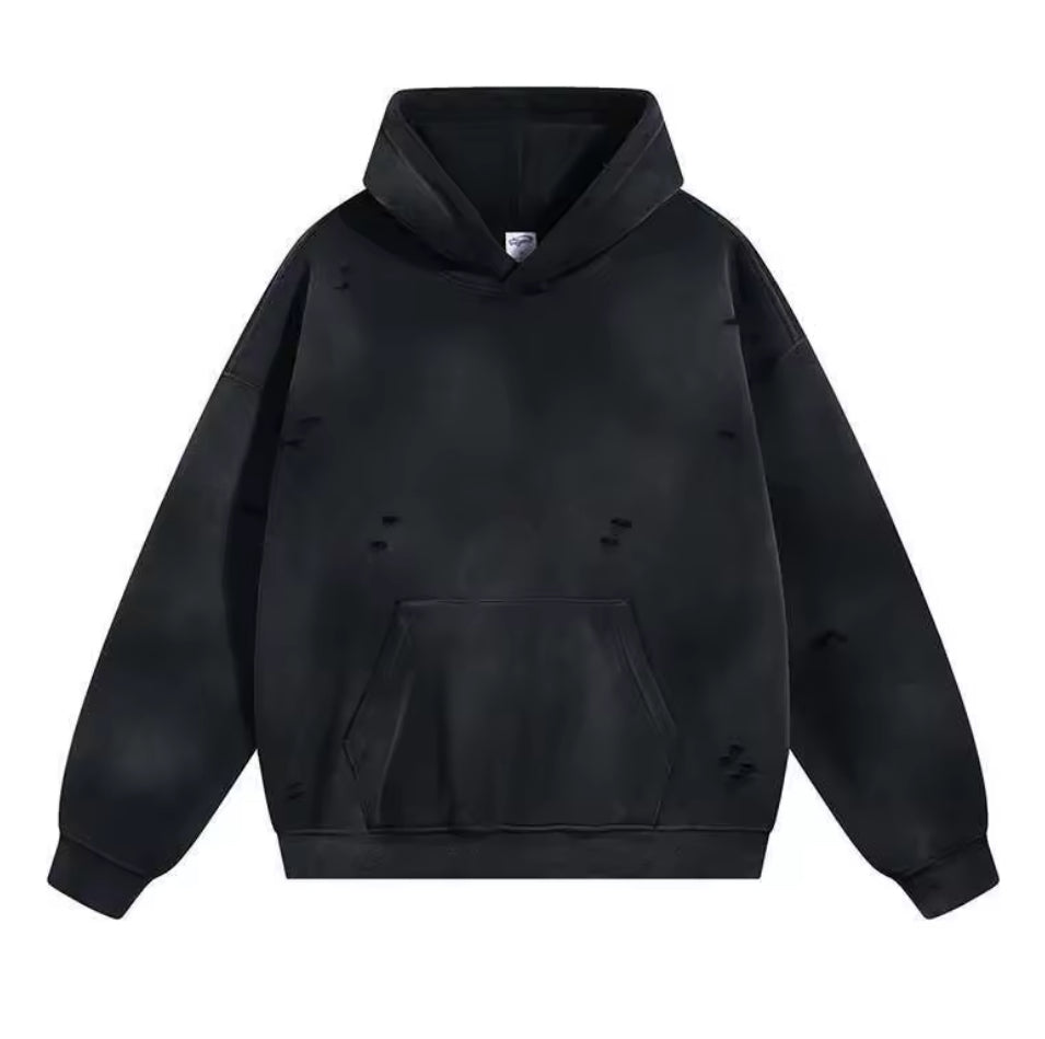 Black Distressed Hoodie