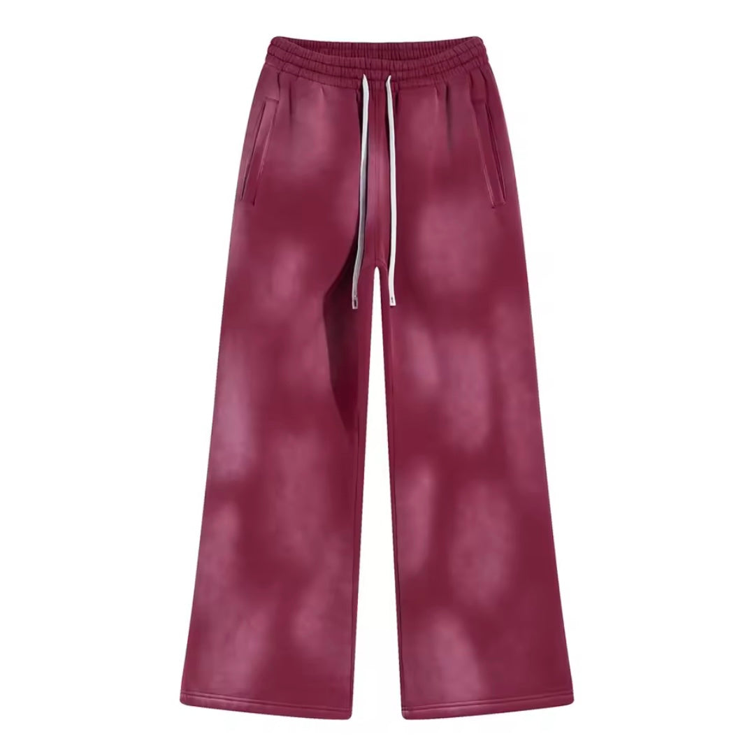 Washed Dark Red Baggy Sweats