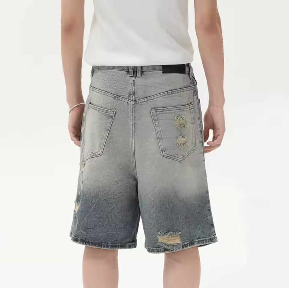Ripped Distressed Blue Jorts