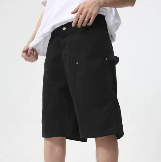 Black Double Knee Jorts