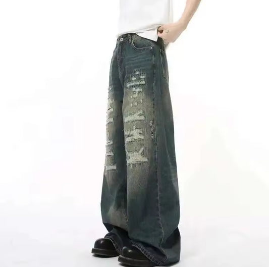 Blue Washed Ripped Jeans