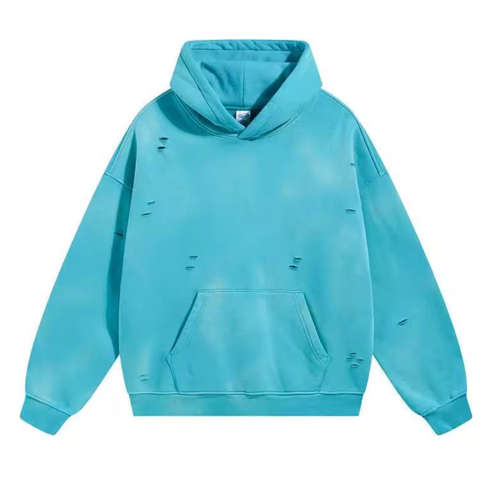 Blue Distressed Hoodie