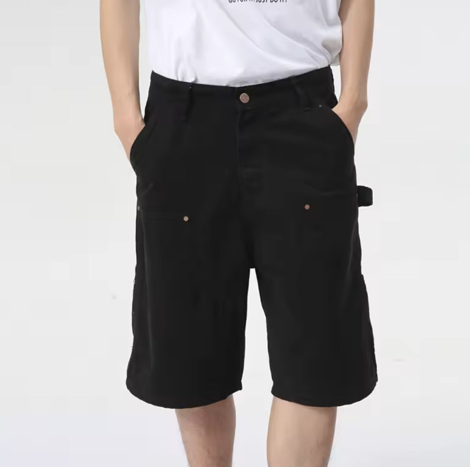 Black Double Knee Jorts