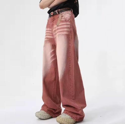 Faded Red Baggy Jeans