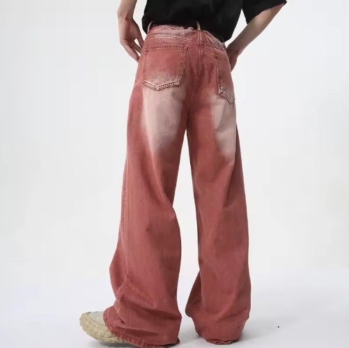 Faded Red Baggy Jeans