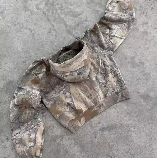 Retro Camo Zip Up Hoodie