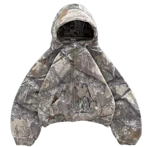 Retro Camo Zip Up Hoodie