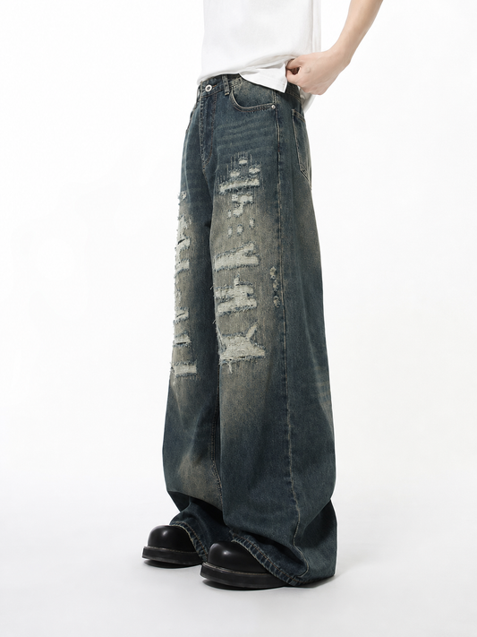 Blue Washed Ripped Jeans