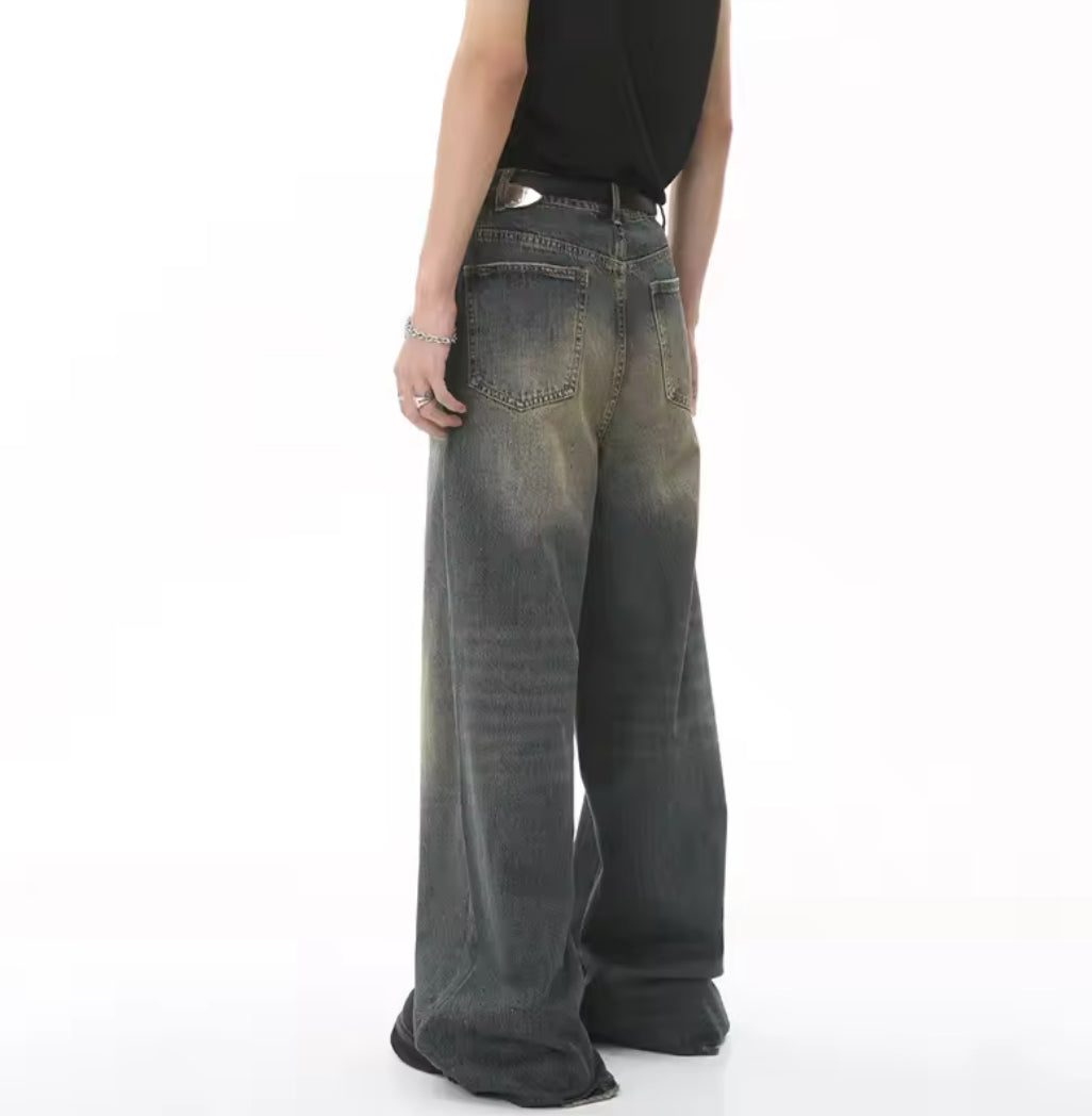 Navy Blue Desert Wash Baggy Jeans