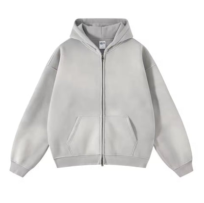 Faded Gray Double-Zip Hoodie