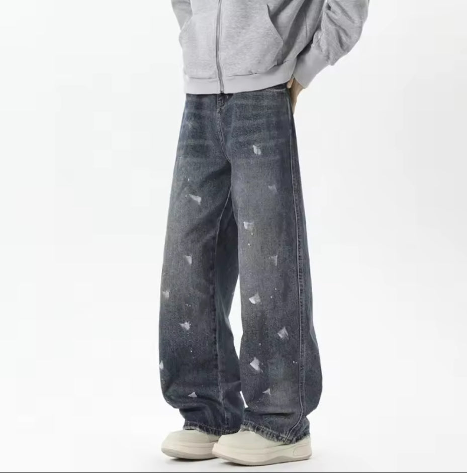 Blue paint Drizzled Jeans