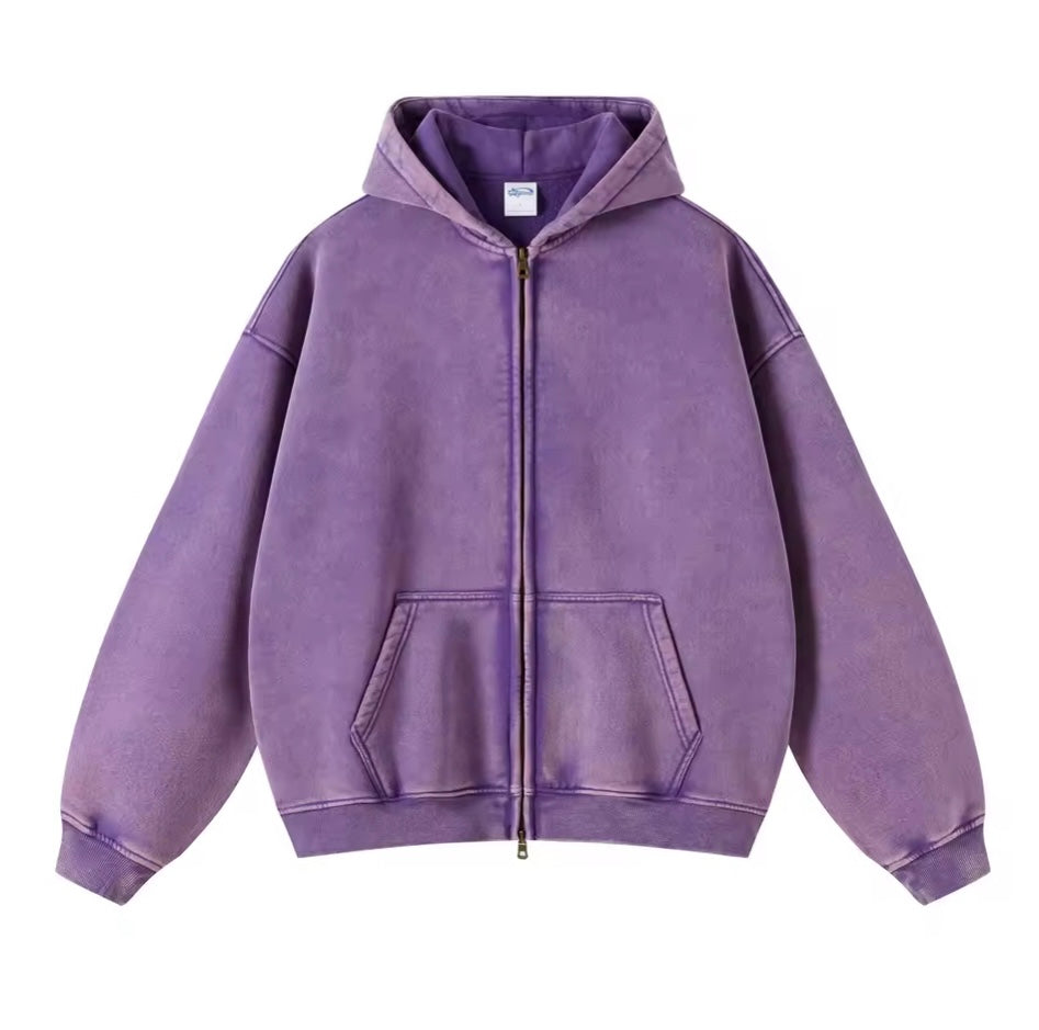 Faded Purple Double Zip Hoodie