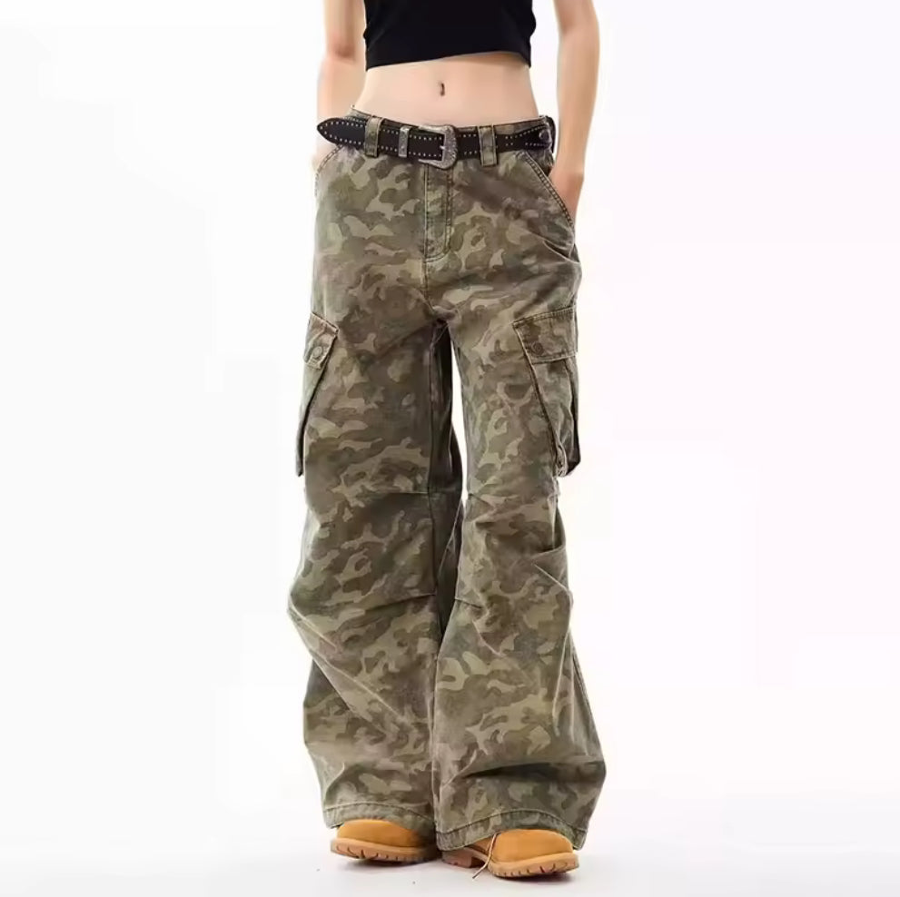 Tan Camo Denim Jeans