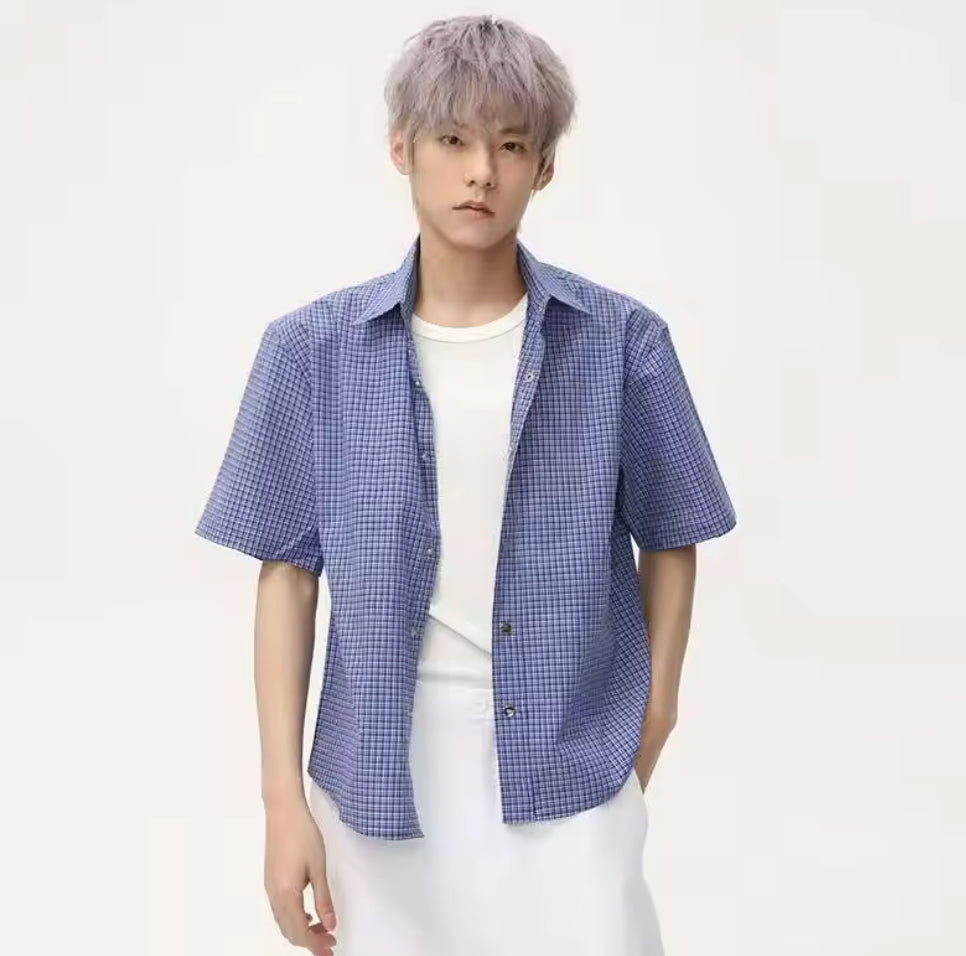 Blue Plaid Button Up