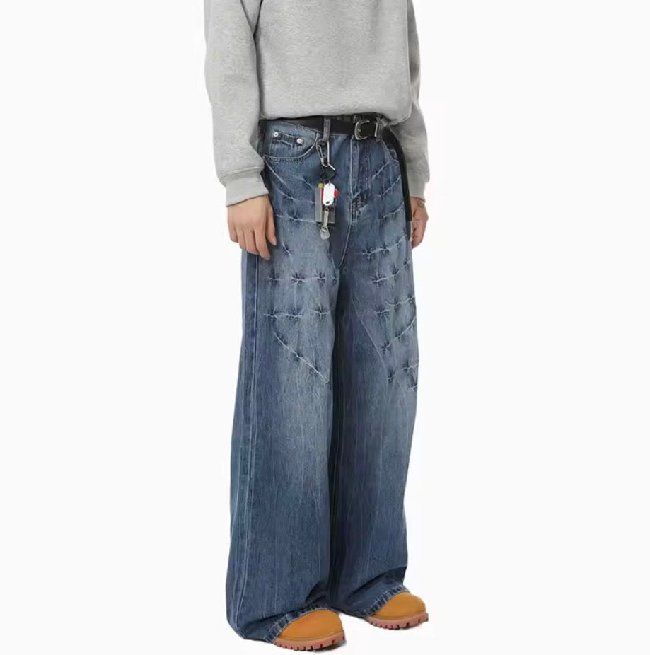 Blue Barbed Wash Jeans