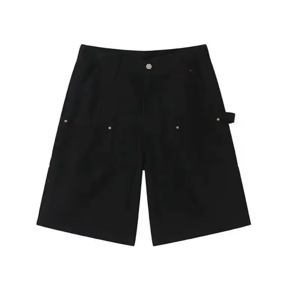Black Double Knee Jorts