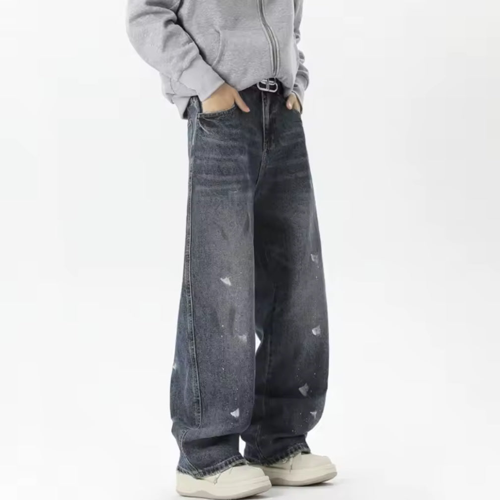 Blue paint Drizzled Jeans