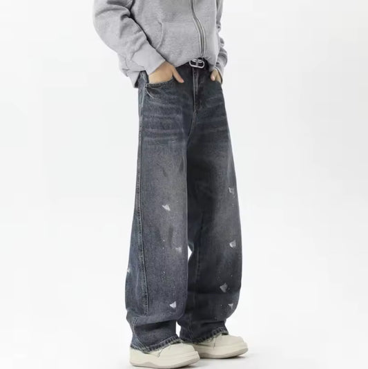 Blue paint Drizzled Jeans