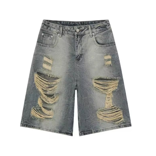 Ripped Distressed Blue Jorts