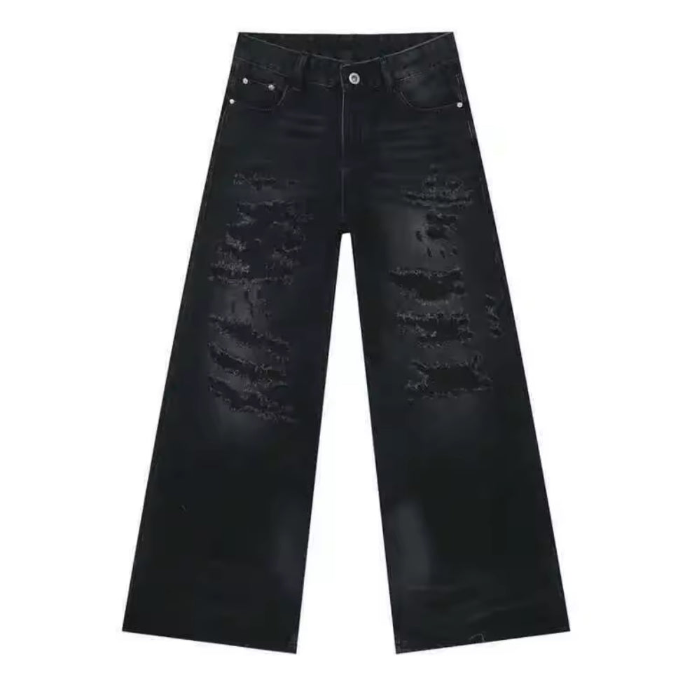 Charcoal Ripped Jeans – Mess Threads