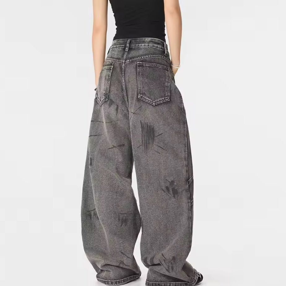 Gray Washed Double Knee Denim