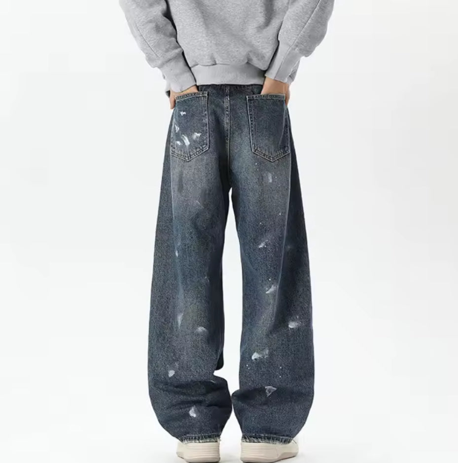 Blue paint Drizzled Jeans