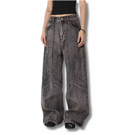 Gray Washed Double Knee Denim