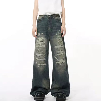 Blue Washed Ripped Jeans