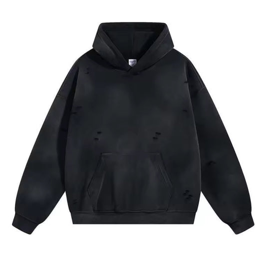Black Distressed Hoodie