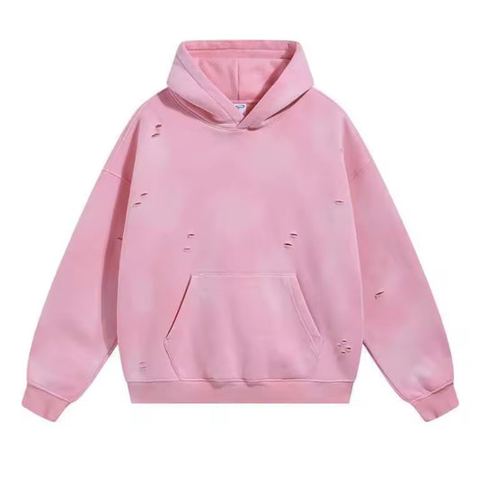 Pink Distressed Hoodie