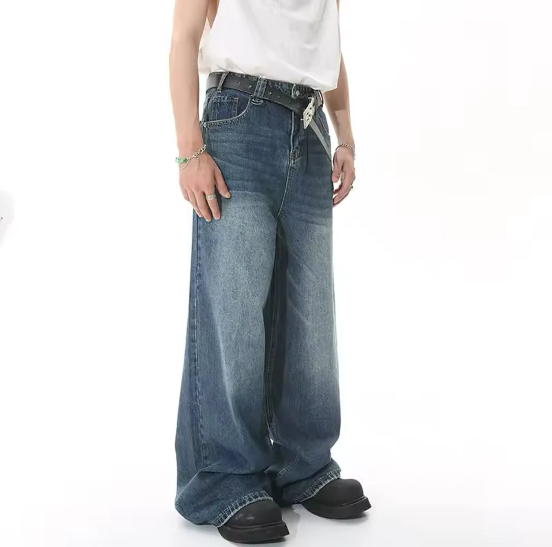 Faded Navy Blue Loose Jeans