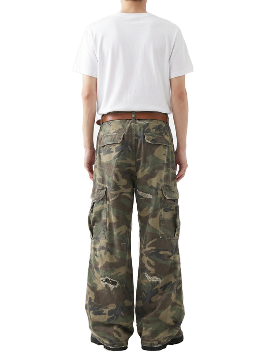 Distressed Camo Denim
