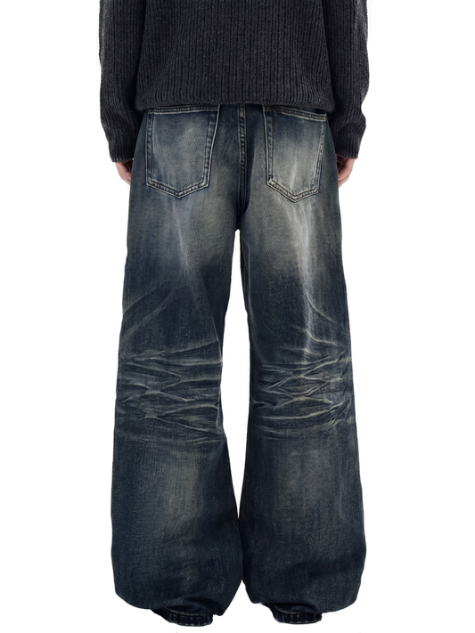 Blue Whisker Denim Jeans