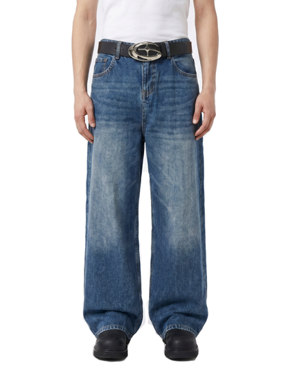 Faded Navy Blue Loose Jeans