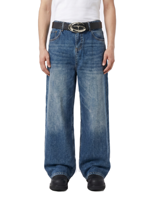 Faded Navy Blue Loose Jeans