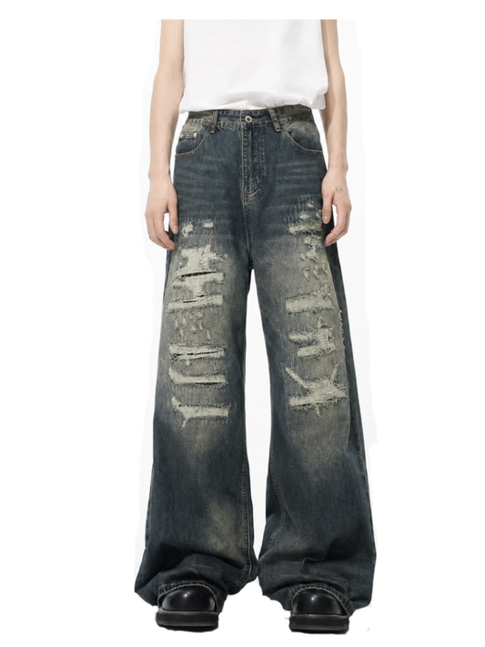 Blue Washed Ripped Jeans