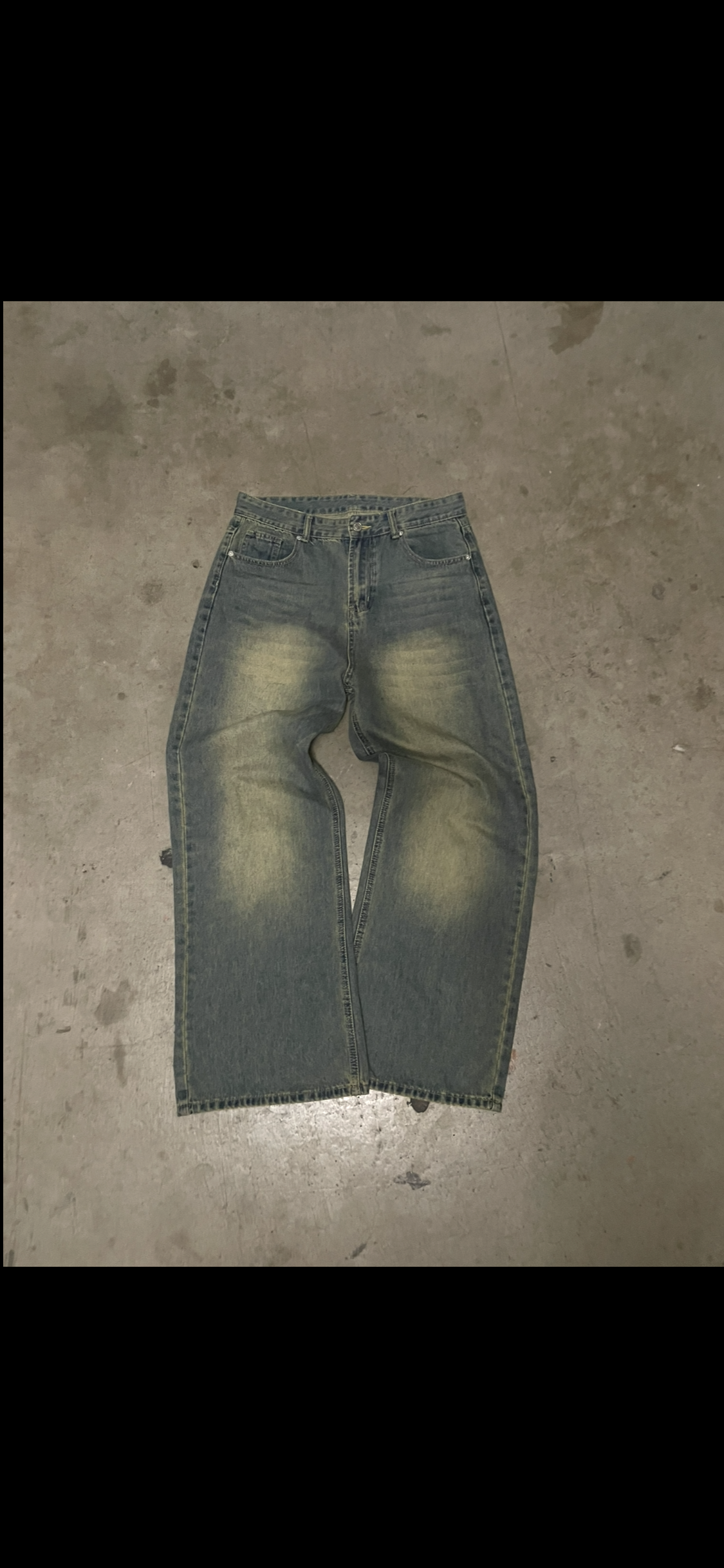 Navy Blue Desert Wash Baggy Jeans