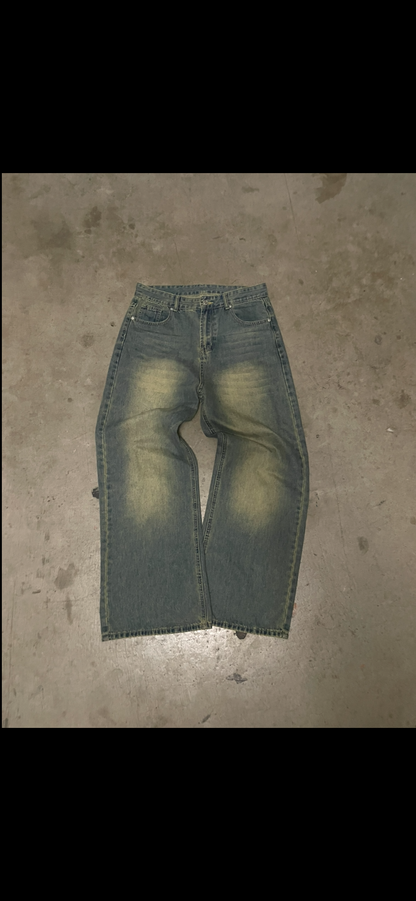 Navy Blue Desert Wash Baggy Jeans