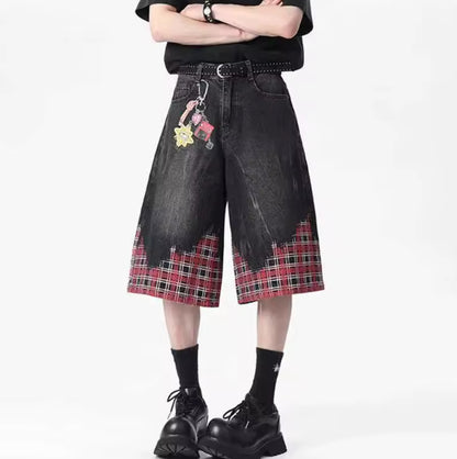 Black Retro Plaid Jorts