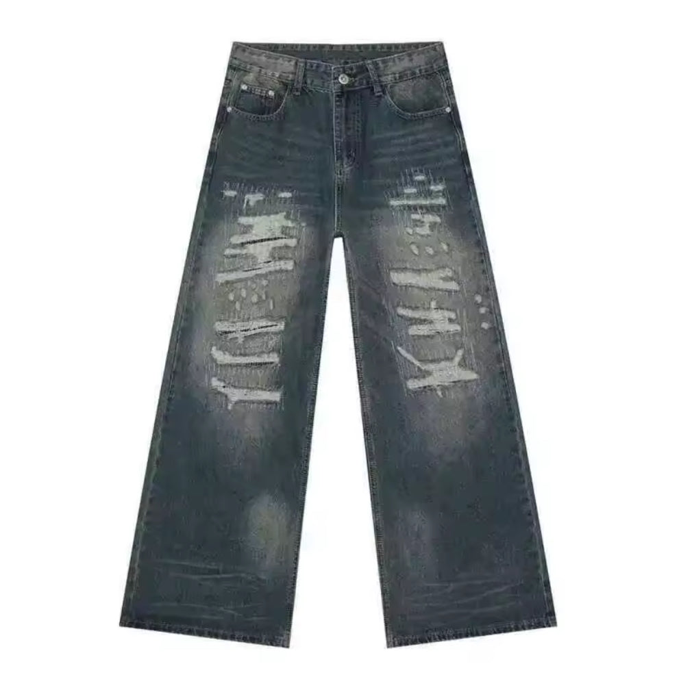 Blue Washed Ripped Jeans